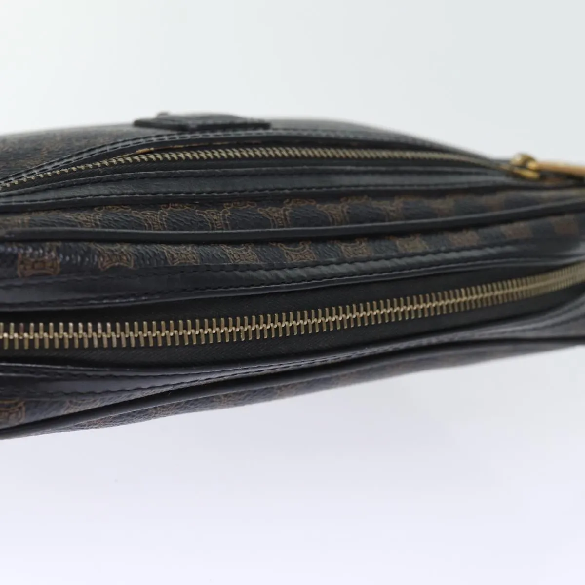 CELINE Macadam Canvas Clutch Bag PVC Black Auth yk12275