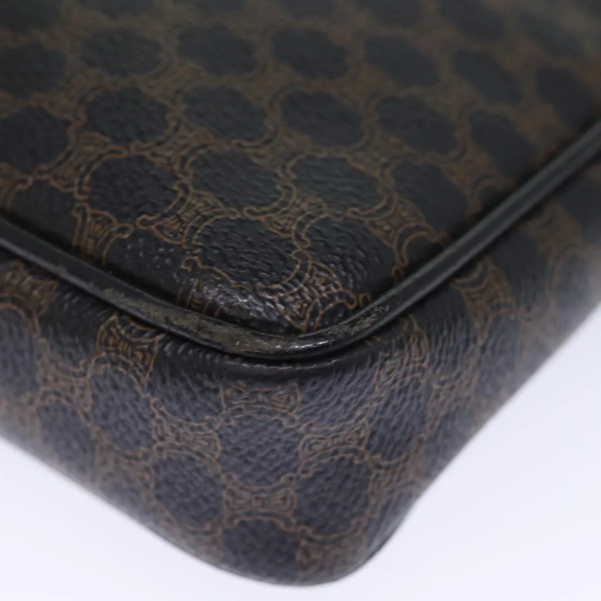 CELINE Macadam Canvas Clutch Bag PVC Black Auth yk12275