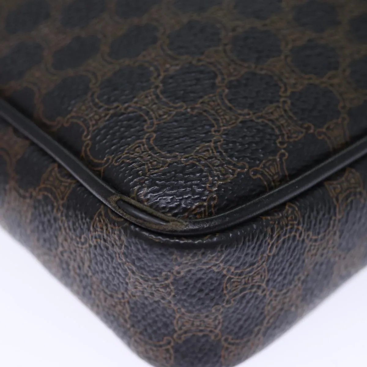 CELINE Macadam Canvas Clutch Bag PVC Black Auth yk12275