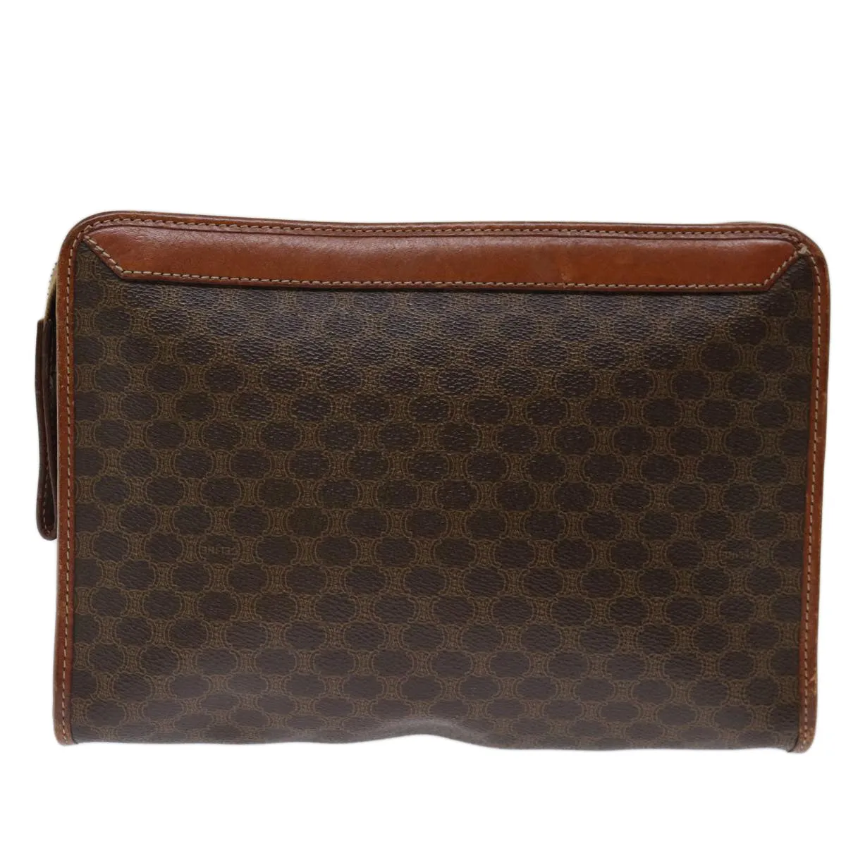 CELINE Macadam Canvas Clutch Bag PVC Brown Auth bs13386