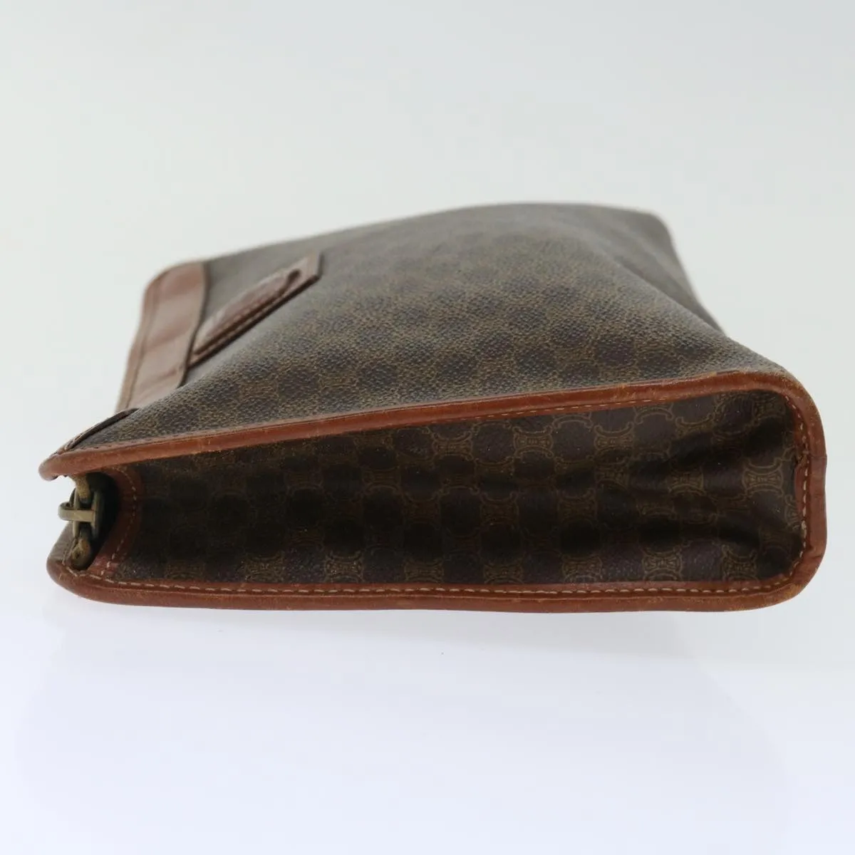 CELINE Macadam Canvas Clutch Bag PVC Brown Auth bs13386