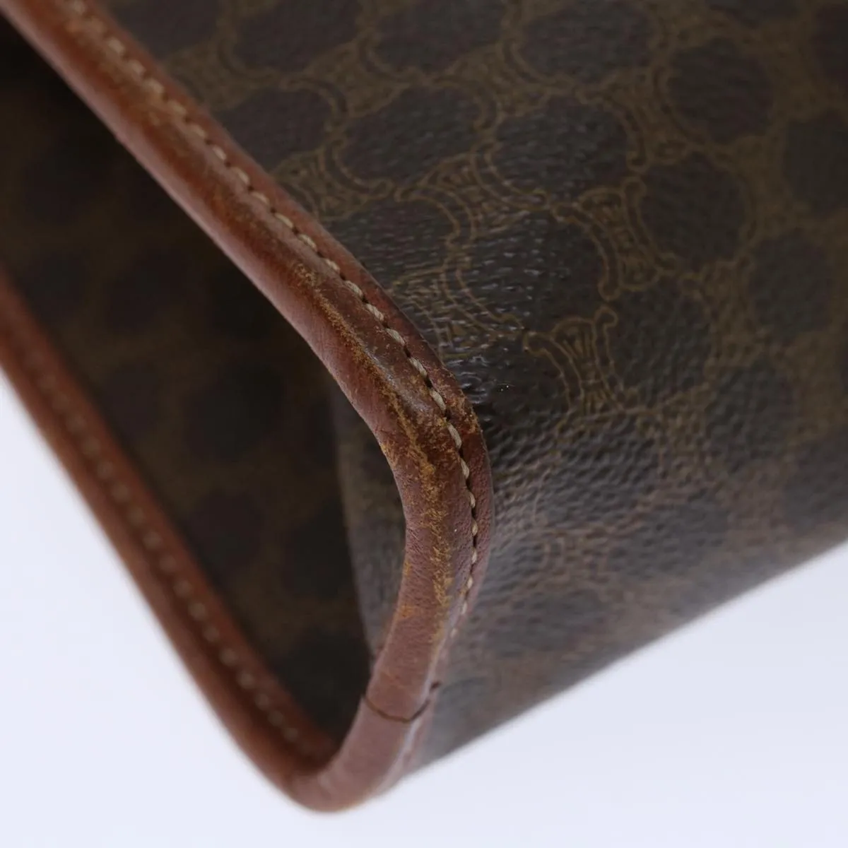 CELINE Macadam Canvas Clutch Bag PVC Brown Auth bs13386
