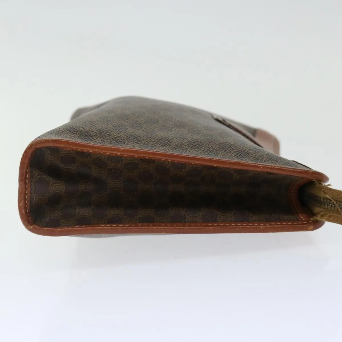 CELINE Macadam Canvas Clutch Bag PVC Brown Auth bs13386