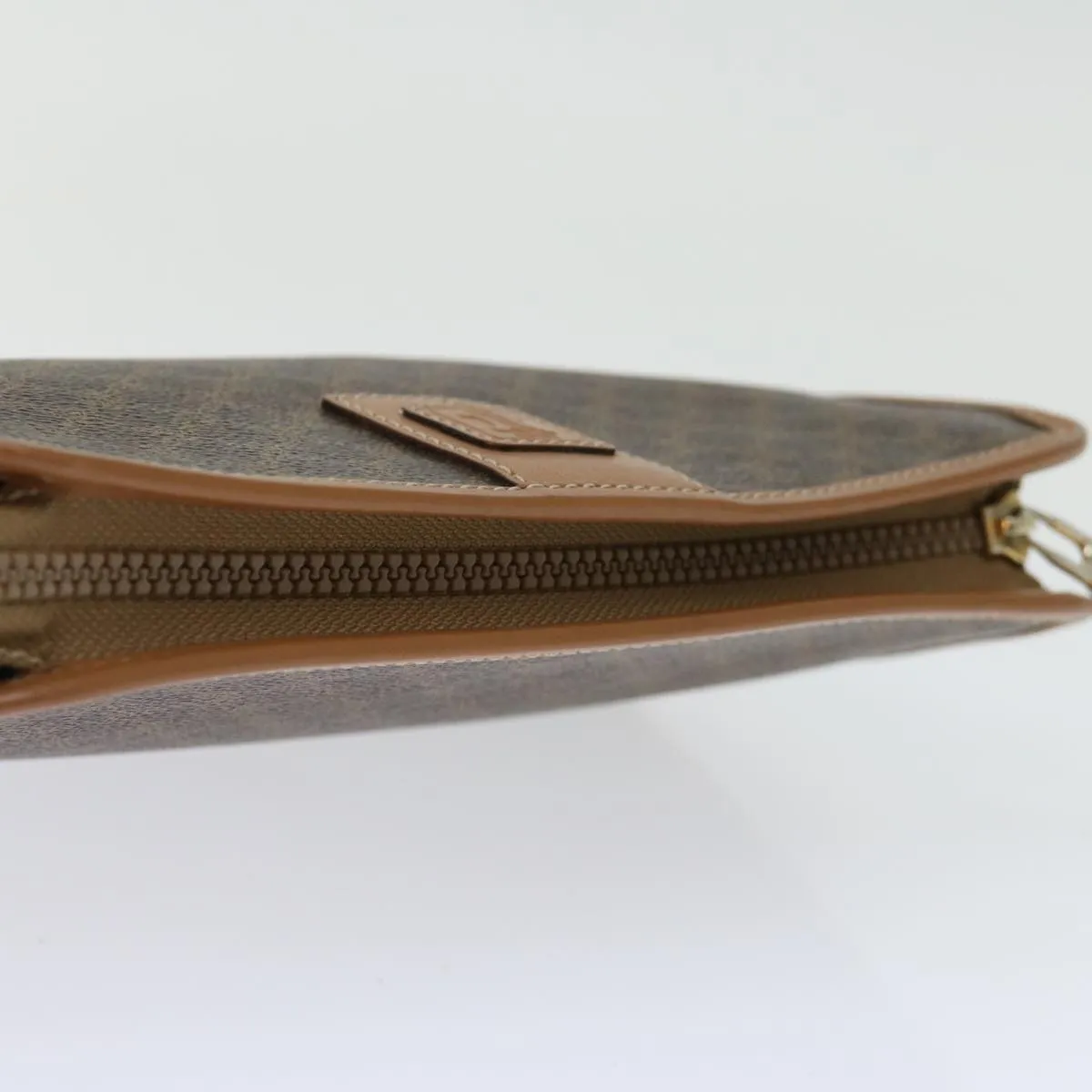 CELINE Macadam Canvas Clutch Bag PVC Brown Auth bs13426