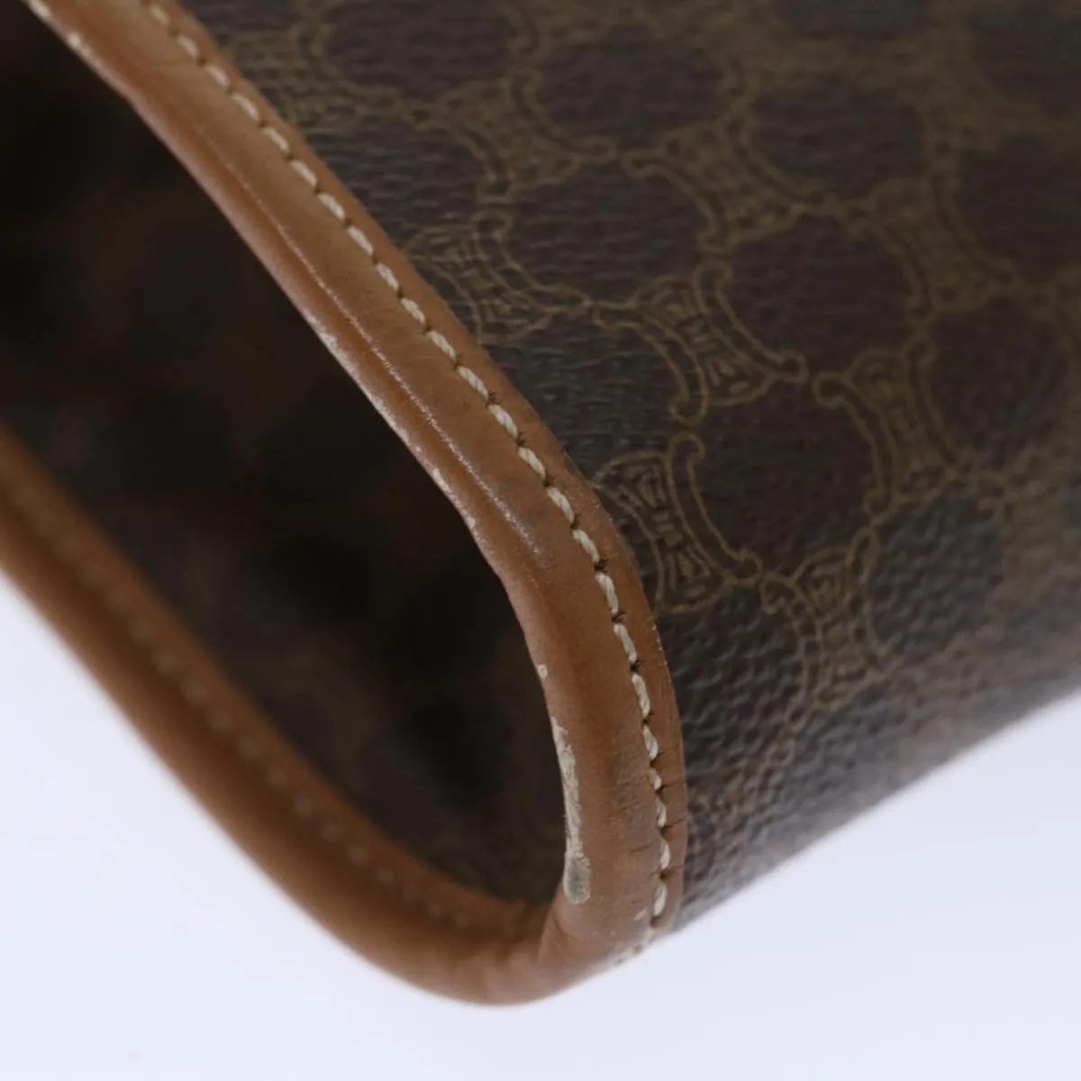 CELINE Macadam Canvas Clutch Bag PVC Brown Auth bs13426