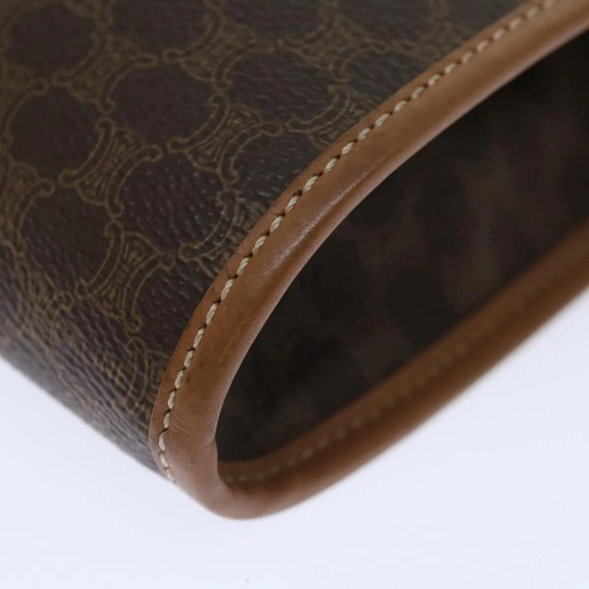 CELINE Macadam Canvas Clutch Bag PVC Brown Auth bs13426