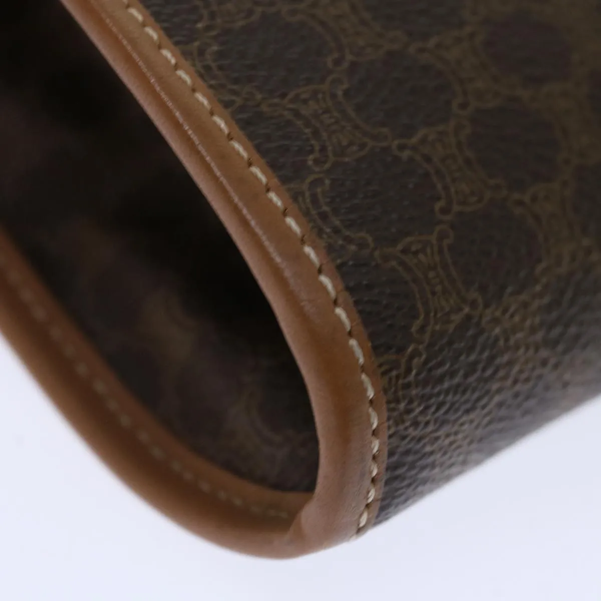 CELINE Macadam Canvas Clutch Bag PVC Brown Auth bs13426