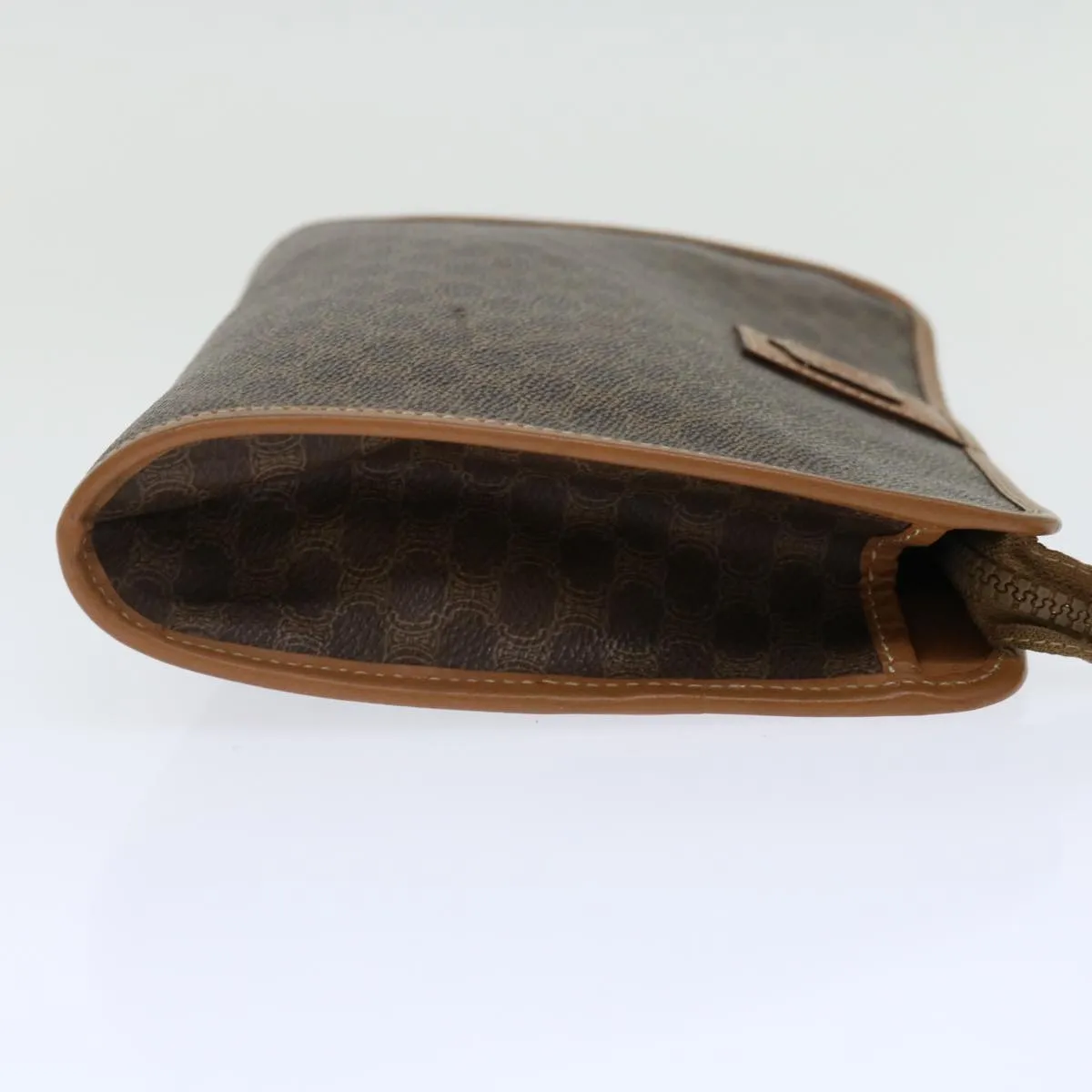CELINE Macadam Canvas Clutch Bag PVC Brown Auth bs13426