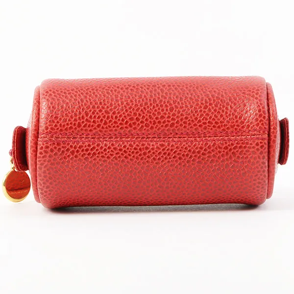 Chanel Around 1995 Made Caviar Skin Mini Pouch Red