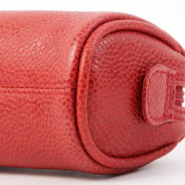 Chanel Around 1995 Made Caviar Skin Mini Pouch Red