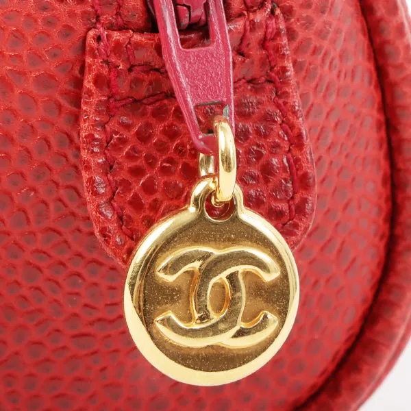 Chanel Around 1995 Made Caviar Skin Mini Pouch Red