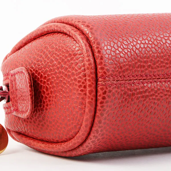 Chanel Around 1995 Made Caviar Skin Mini Pouch Red