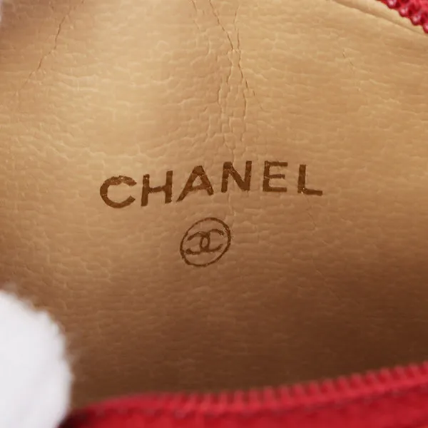 Chanel Around 1995 Made Caviar Skin Mini Pouch Red