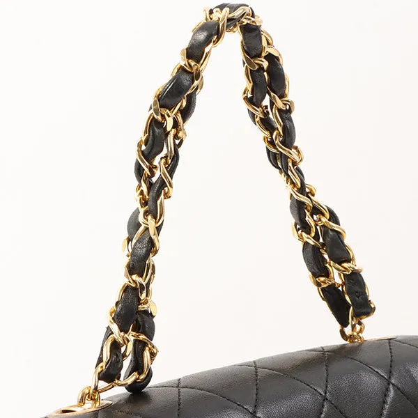 Chanel Around 1995 Made Classic Flap Chain Top Handle Bag Mini Black