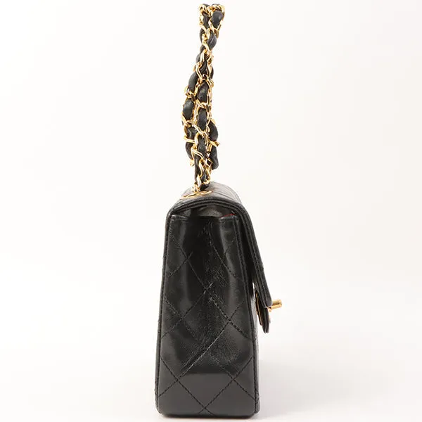 Chanel Around 1995 Made Classic Flap Chain Top Handle Bag Mini Black