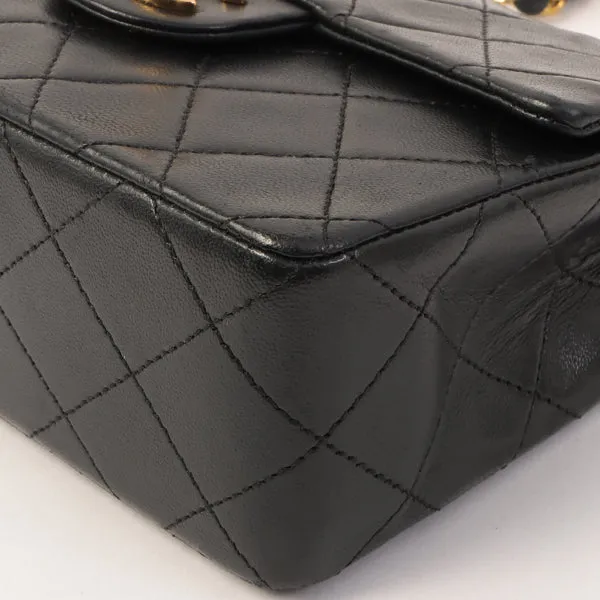 Chanel Around 1995 Made Classic Flap Chain Top Handle Bag Mini Black