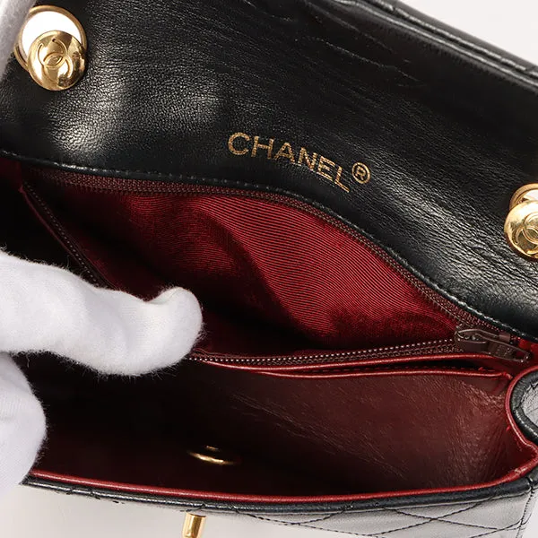 Chanel Around 1995 Made Classic Flap Chain Top Handle Bag Mini Black
