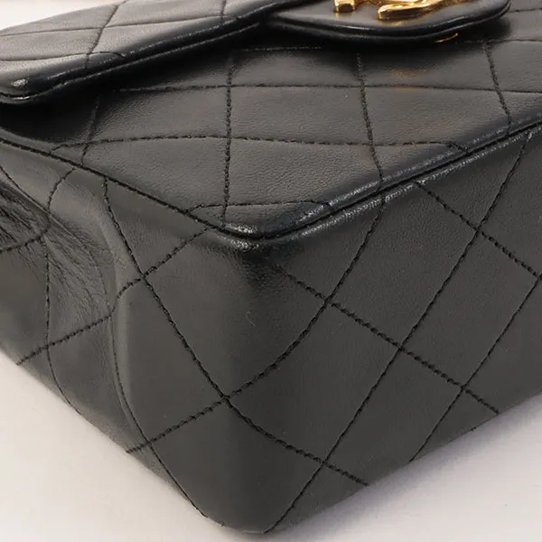 Chanel Around 1995 Made Classic Flap Chain Top Handle Bag Mini Black