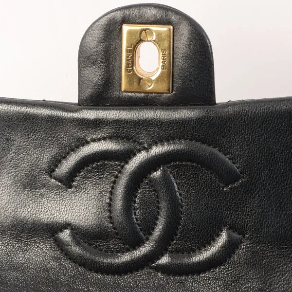 Chanel Around 1995 Made Classic Flap Chain Top Handle Bag Mini Black
