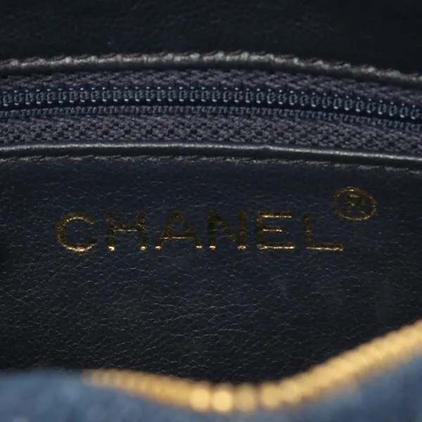 Chanel Around 1997 Made Denim Turn-Lock Mini Chain Bag Indigo