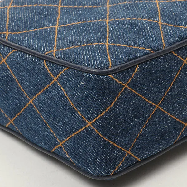 Chanel Around 1997 Made Denim Turn-Lock Mini Chain Bag Indigo