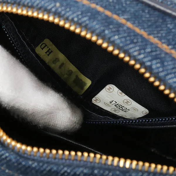Chanel Around 1997 Made Denim Turn-Lock Mini Chain Bag Indigo