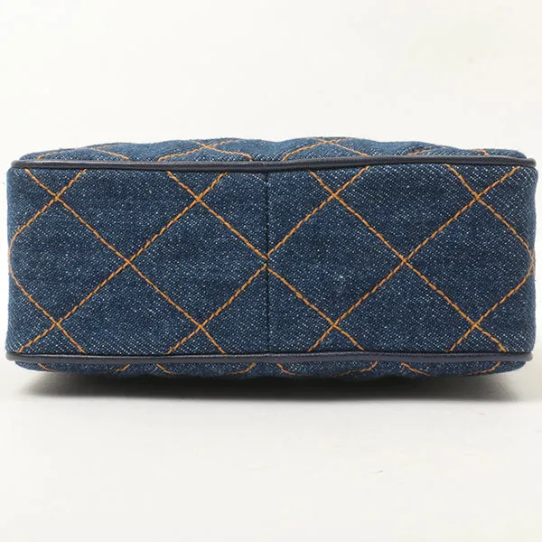 Chanel Around 1997 Made Denim Turn-Lock Mini Chain Bag Indigo