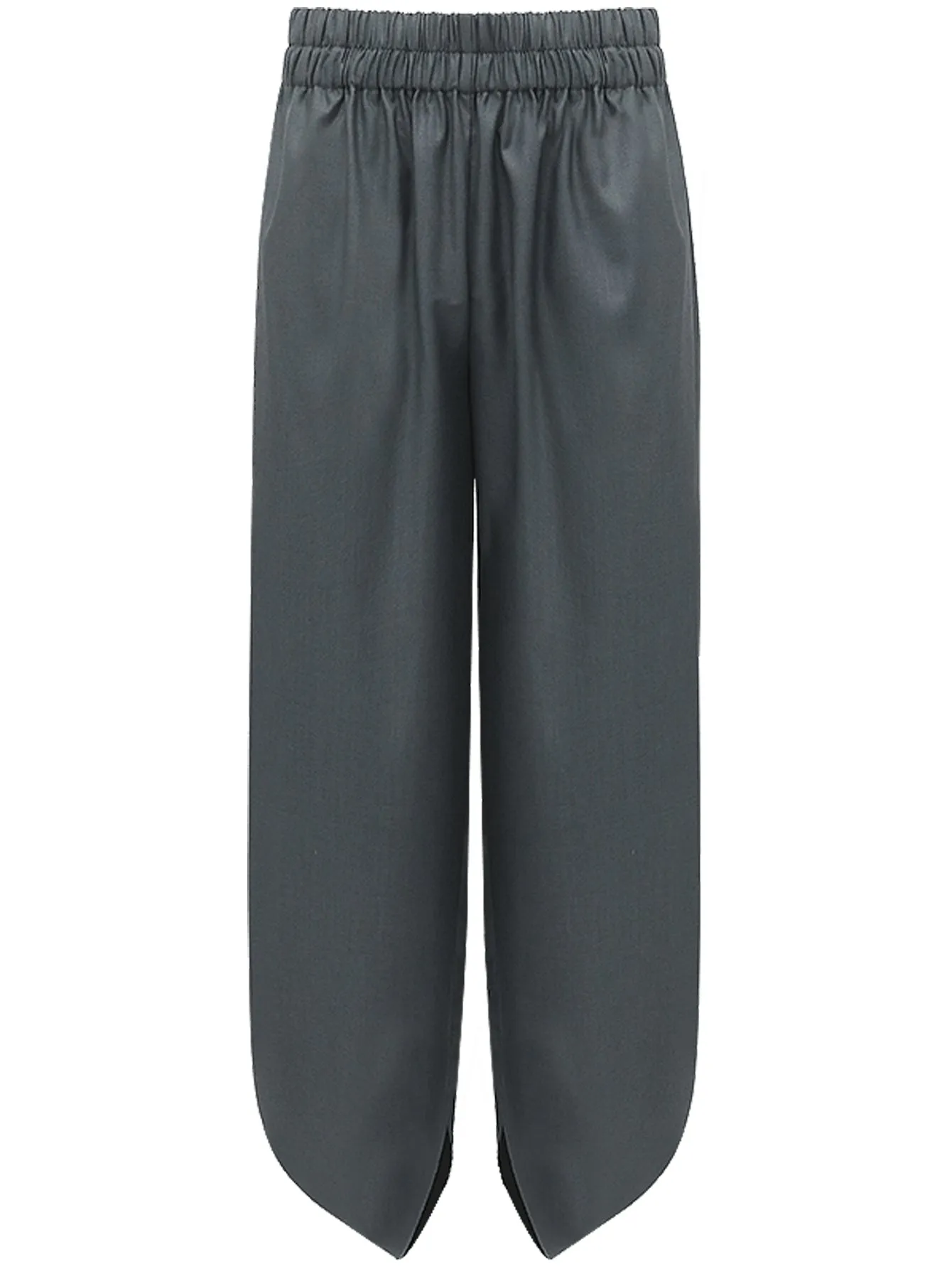 Charcoal Wide Leg Side Slit Satin Balloon Pants