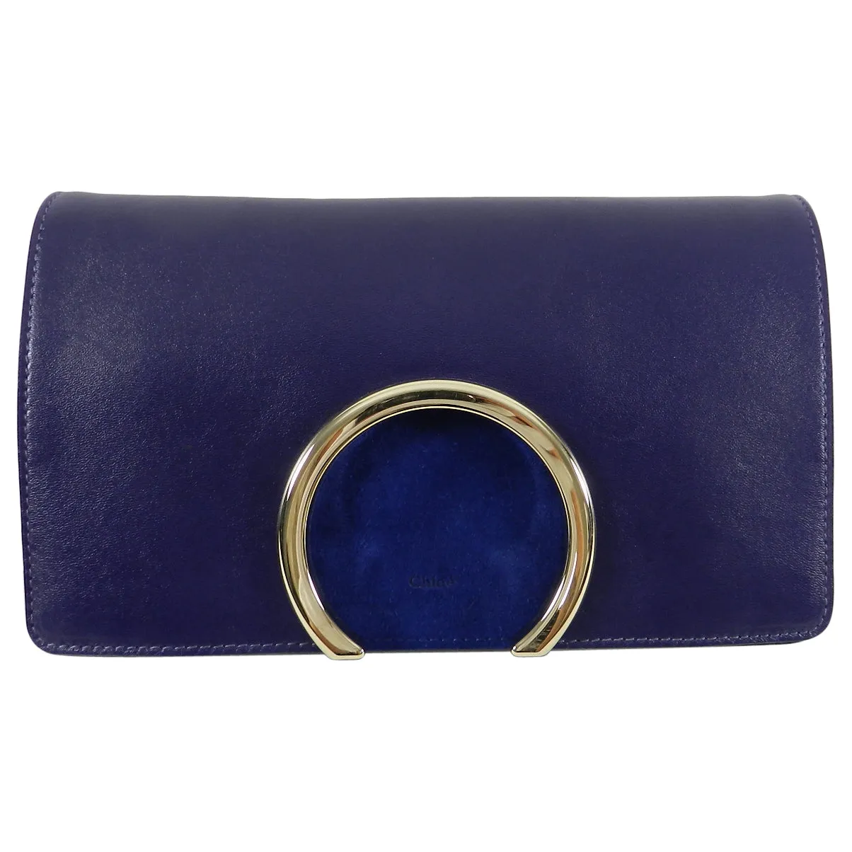 Chloe Navy Gabrielle Clutch Navy Leather and Suede