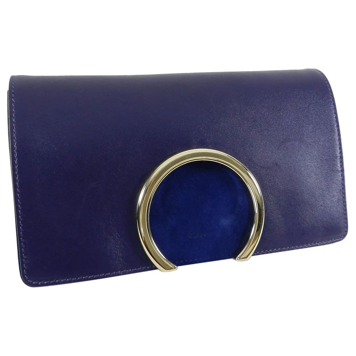 Chloe Navy Gabrielle Clutch Navy Leather and Suede