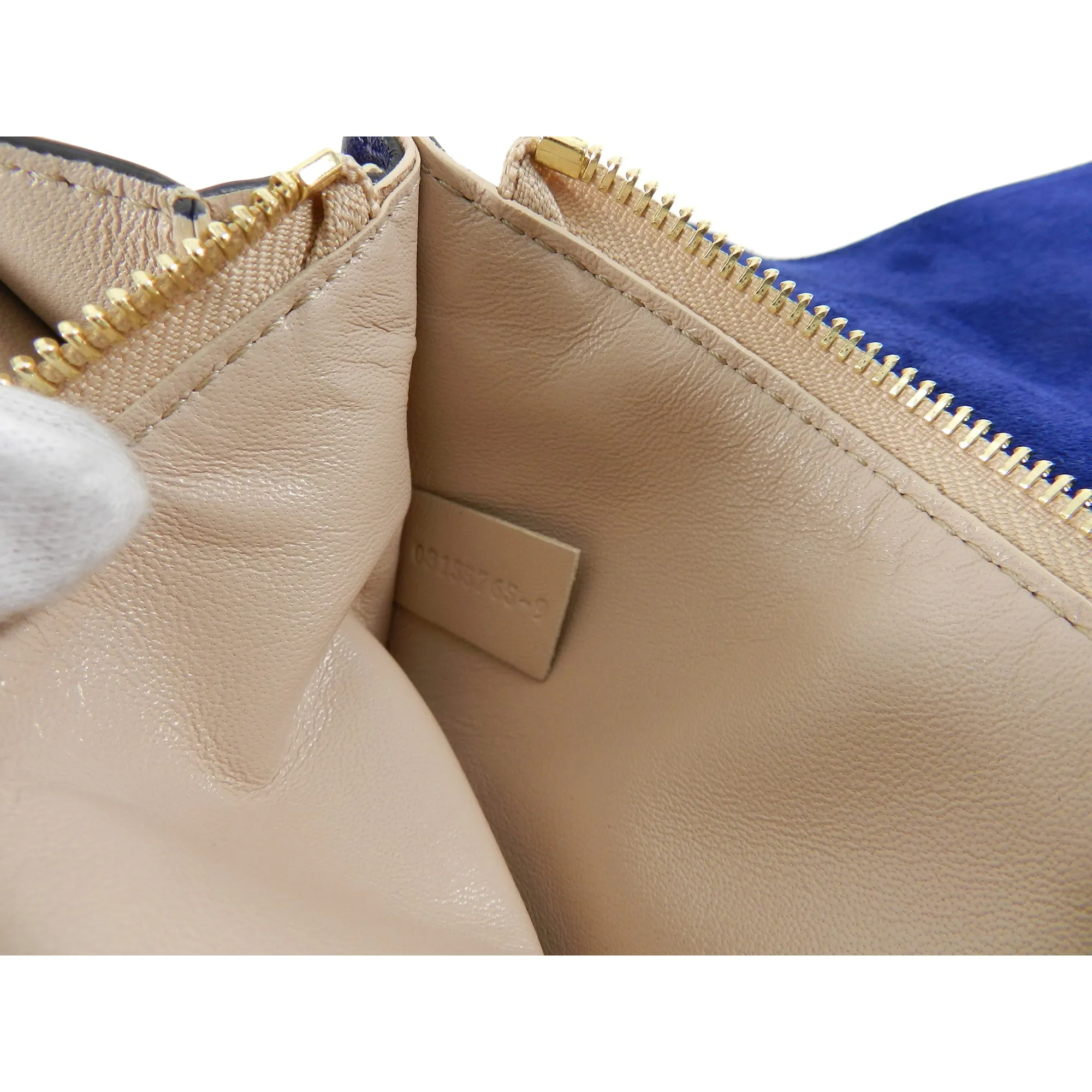 Chloe Navy Gabrielle Clutch Navy Leather and Suede