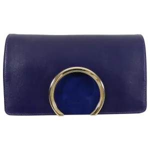 Chloe Navy Gabrielle Clutch Navy Leather and Suede
