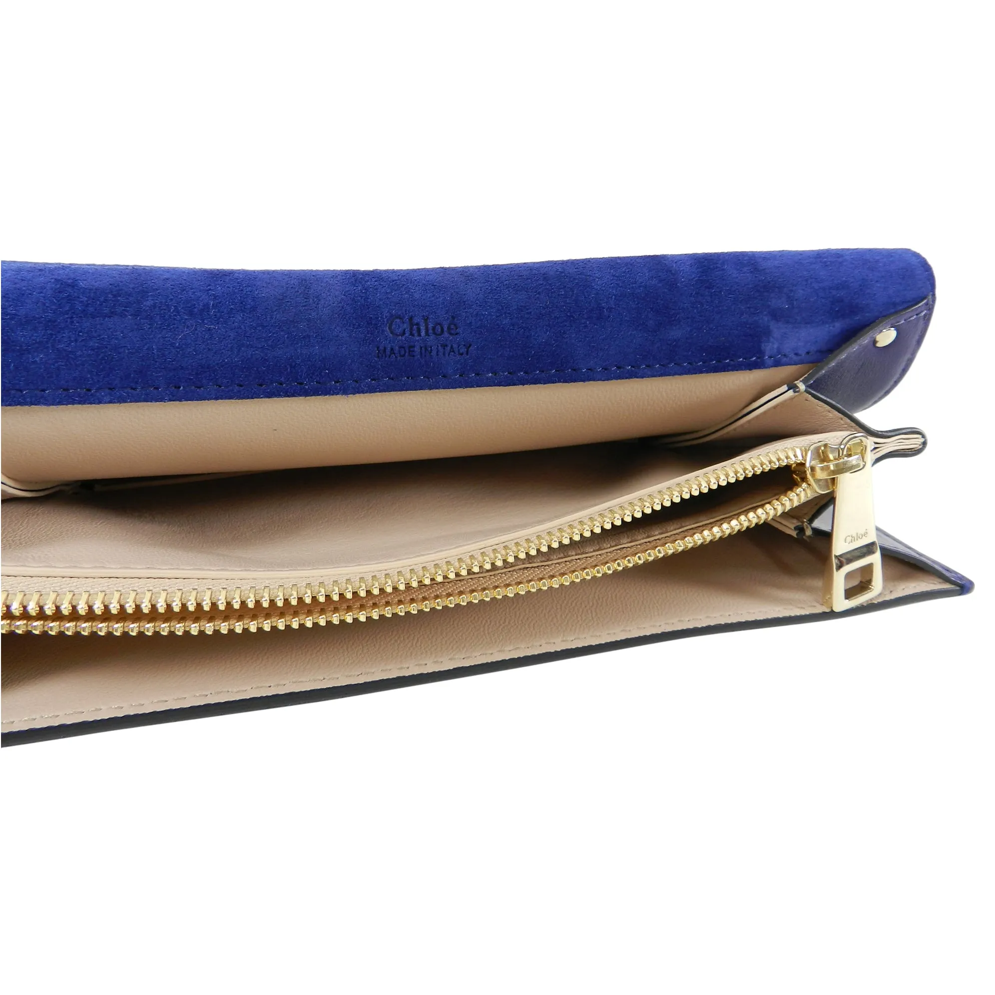 Chloe Navy Gabrielle Clutch Navy Leather and Suede