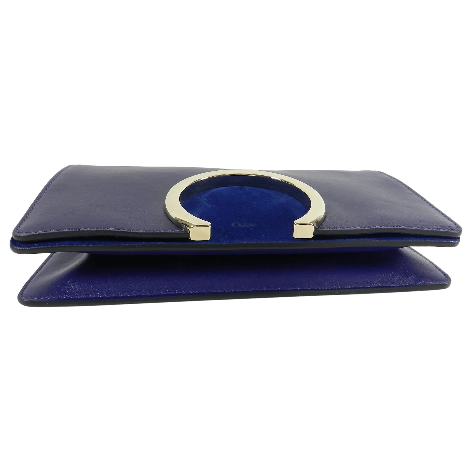 Chloe Navy Gabrielle Clutch Navy Leather and Suede