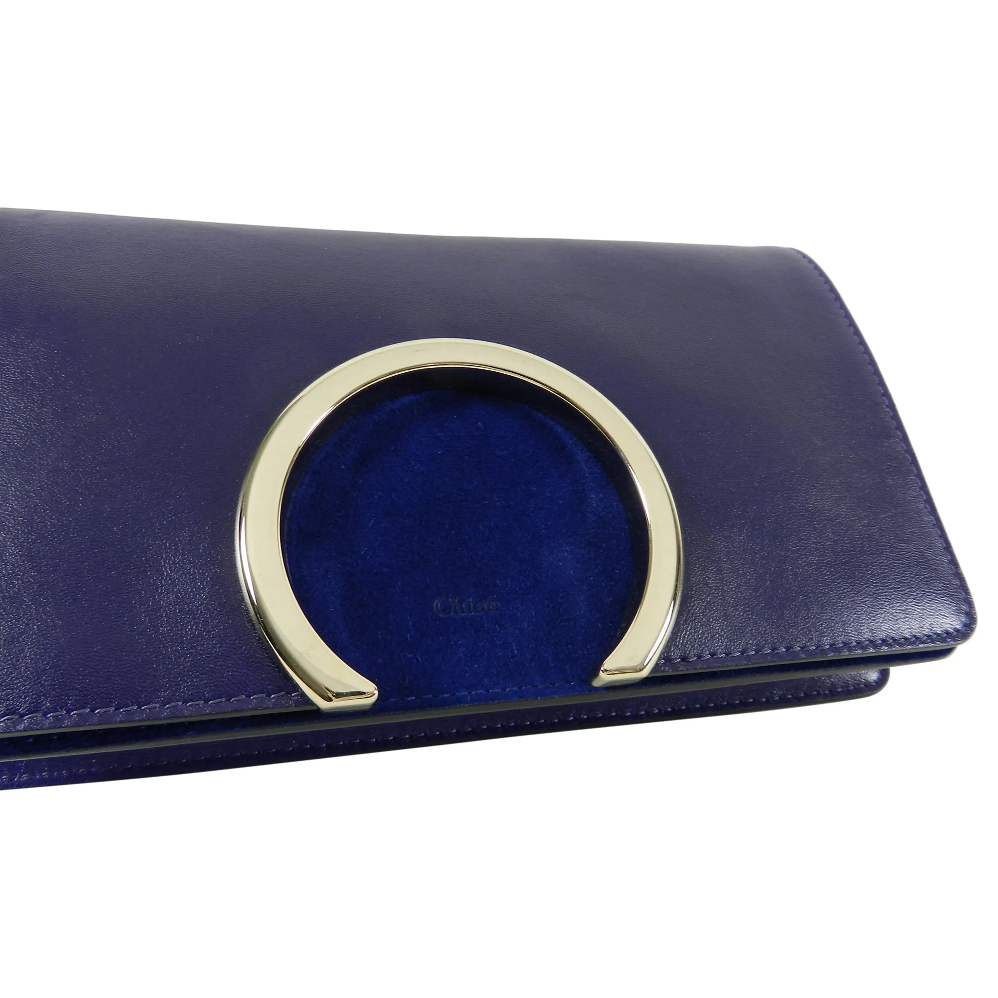 Chloe Navy Gabrielle Clutch Navy Leather and Suede