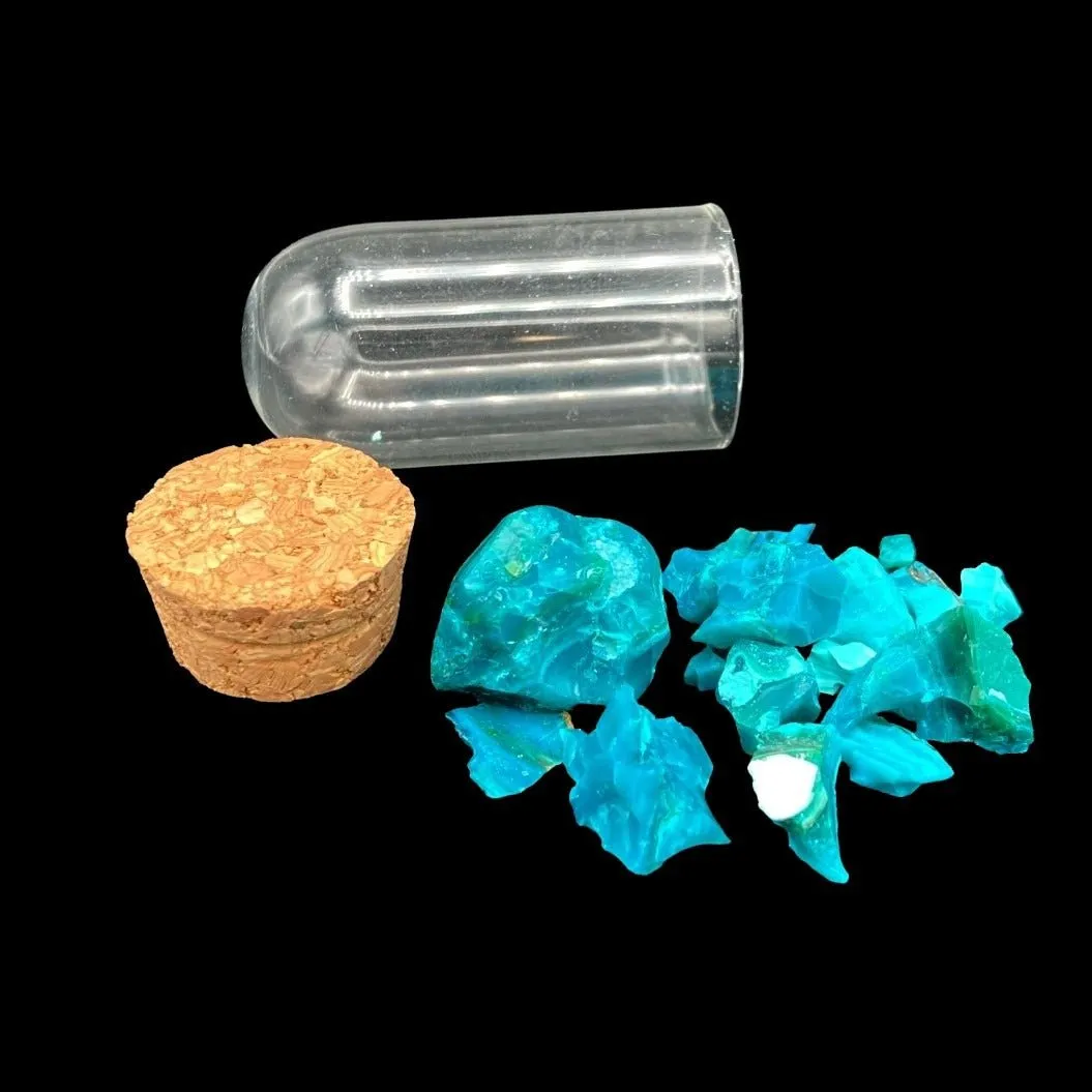 Chrysocolla Semi-Precious Gemstones In Glass Bottle