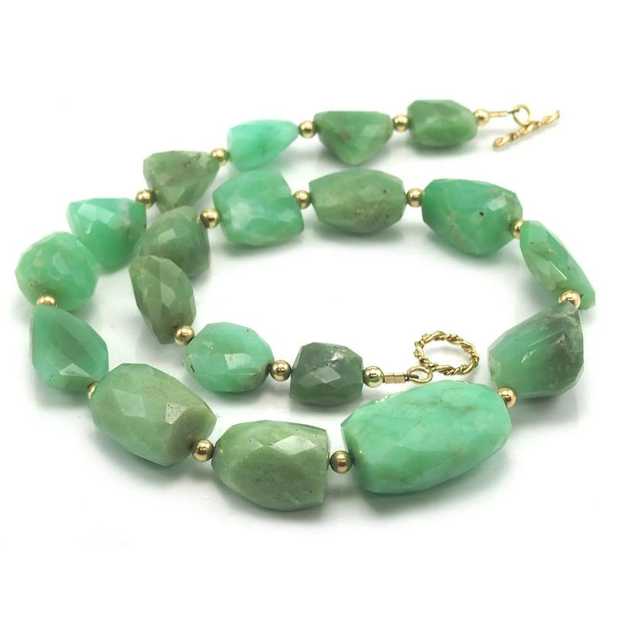 Chrysoprase Necklace with Gold Plated Toggle Clasp