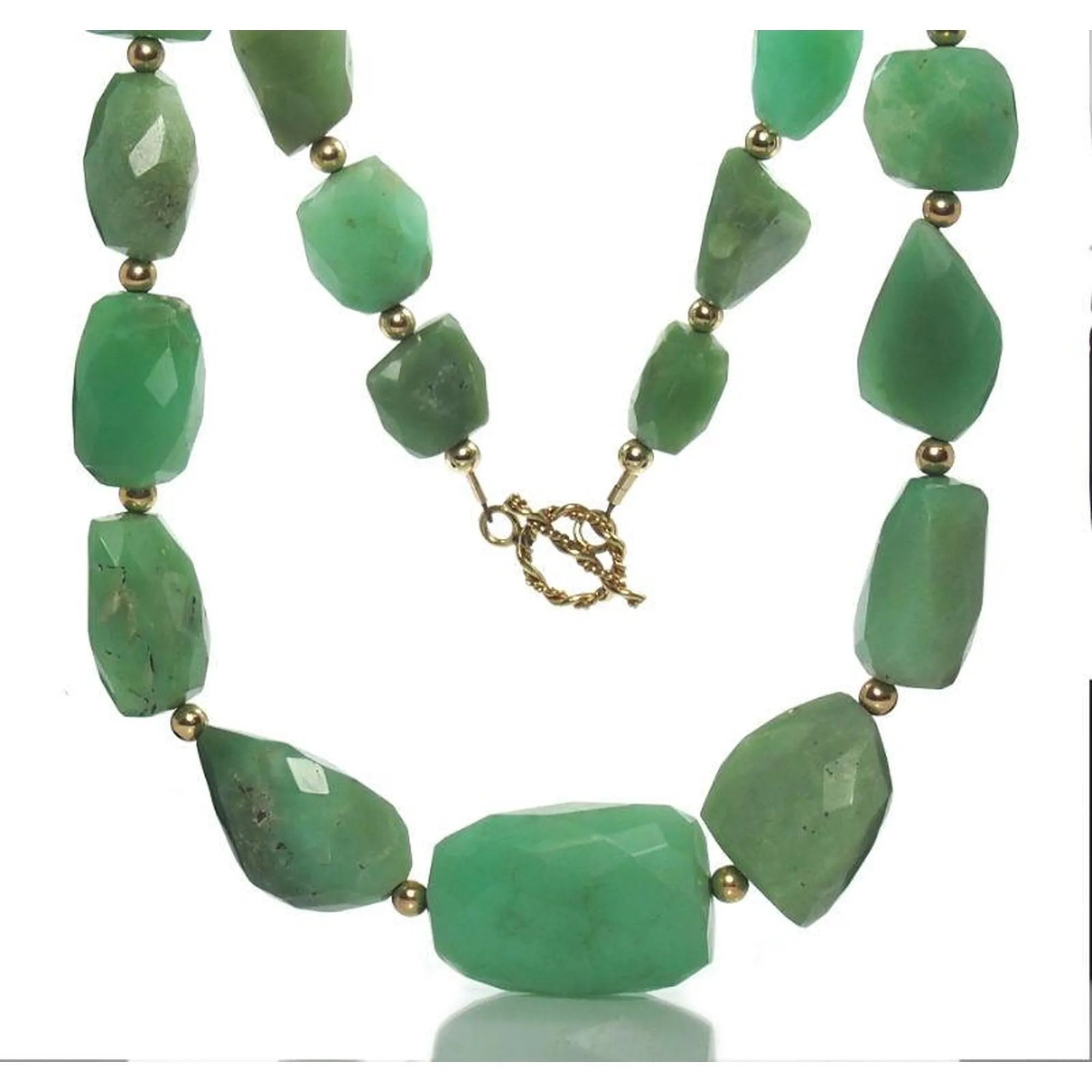 Chrysoprase Necklace with Gold Plated Toggle Clasp