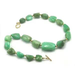 Chrysoprase Necklace with Gold Plated Toggle Clasp