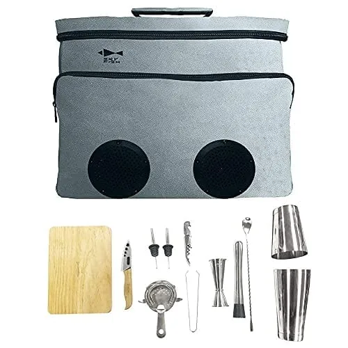 Cocktail Travel Set,SKY FISH 13 -Pieces Bartender Kit Including Bar Tools And Insulated Bag For Travel, Camping And Picnic