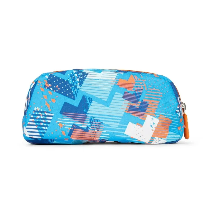 Combo: THE CLOWNFISH Printed Polyester School Backpack with Pencil Pouch | 30L | Blue - Orange