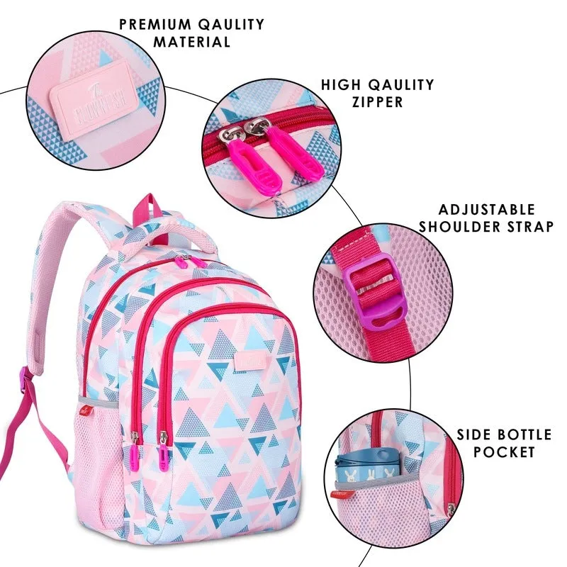 Combo: THE CLOWNFISH Printed Polyester School Backpack with Pencil Pouch | 30L | Blue - Orange