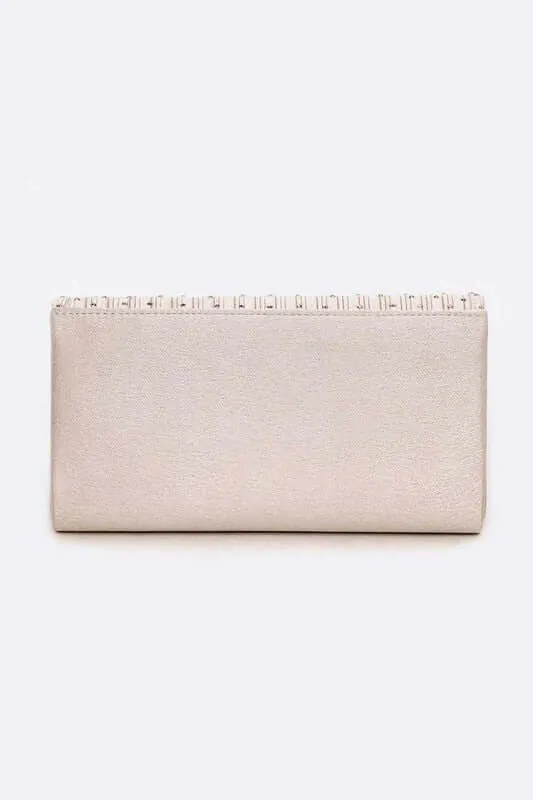 Crystal Pave Pleated Satin Clutch