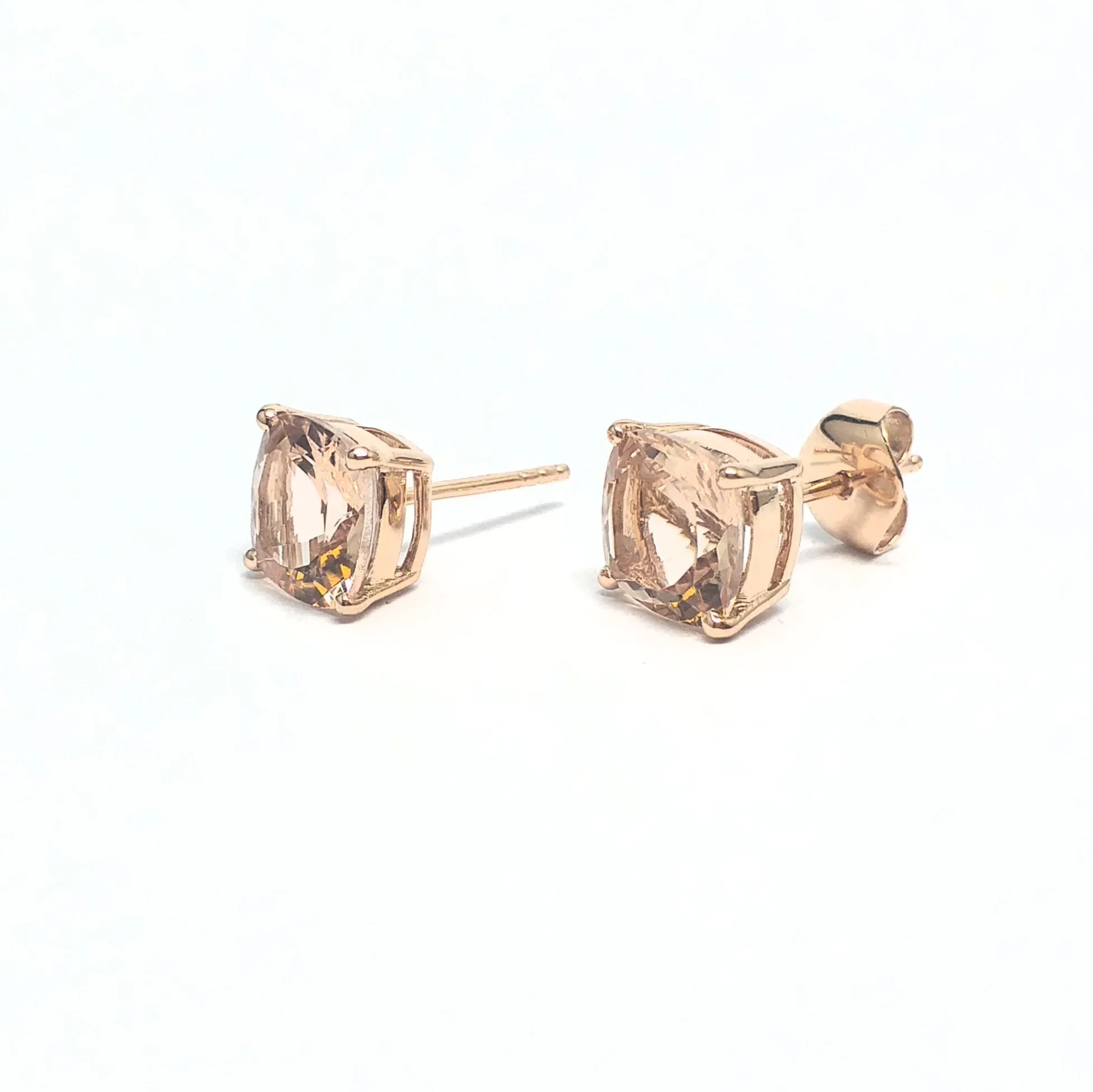 CUSHION CHECKERBOARD MORGANITE STUDS