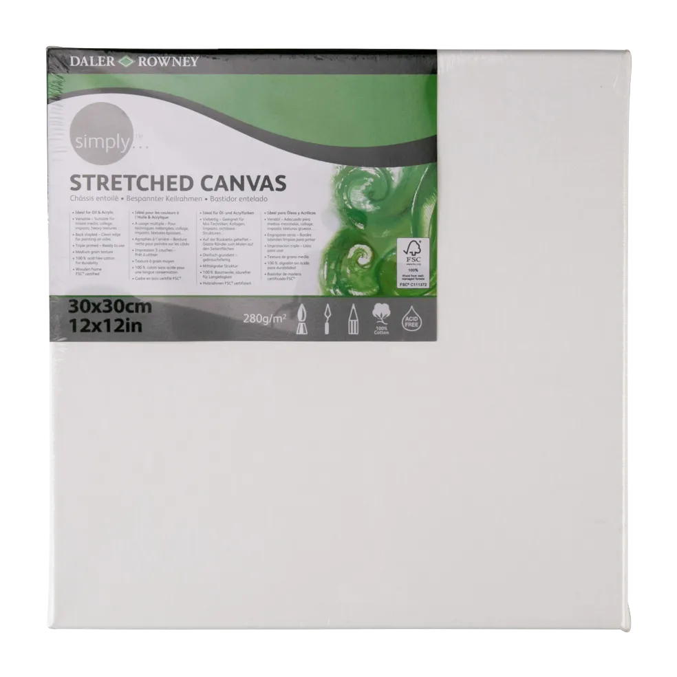 Daler Rowney Simply Stretched Canvas 30*30cm/12*12"