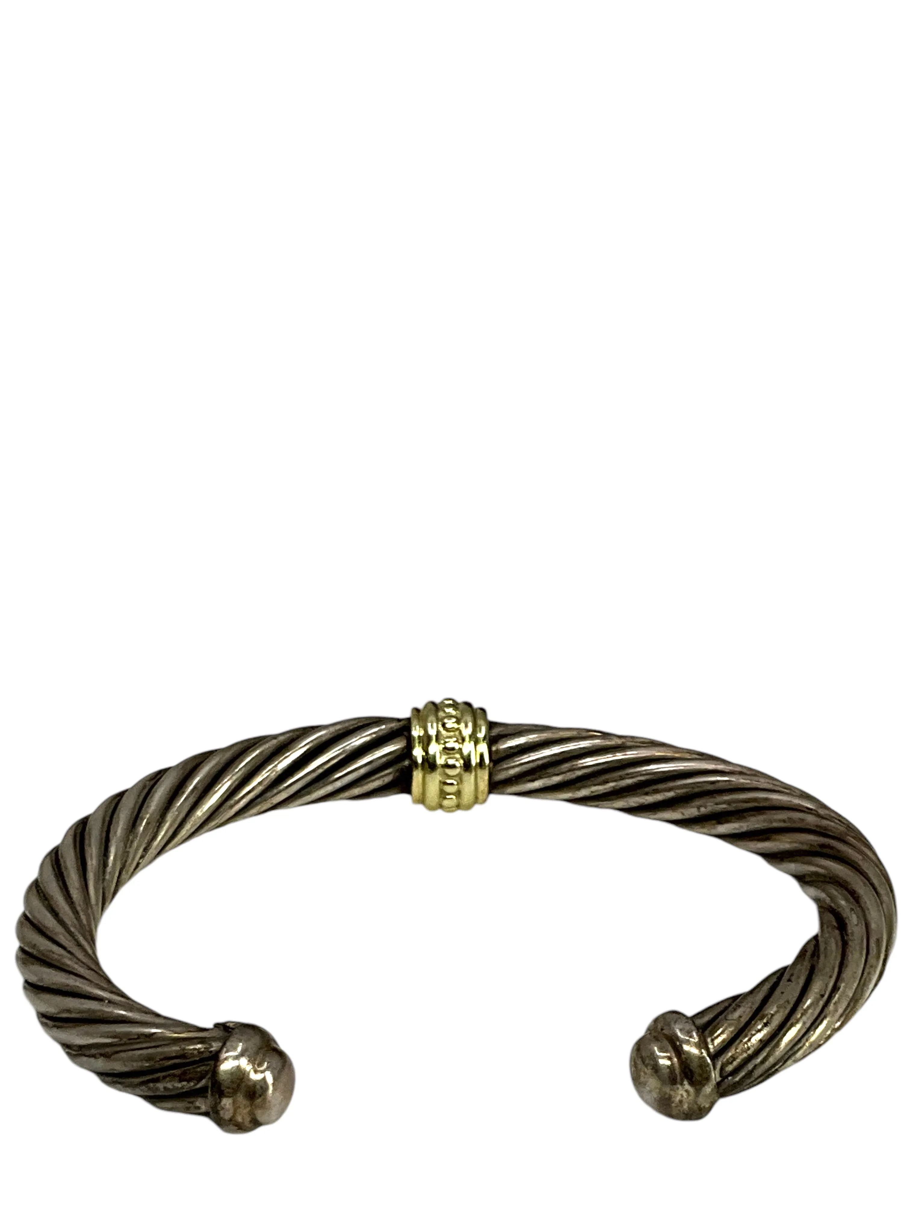 David Yurman Sterling Silver 14k Gold Cuff Classic Bracelet