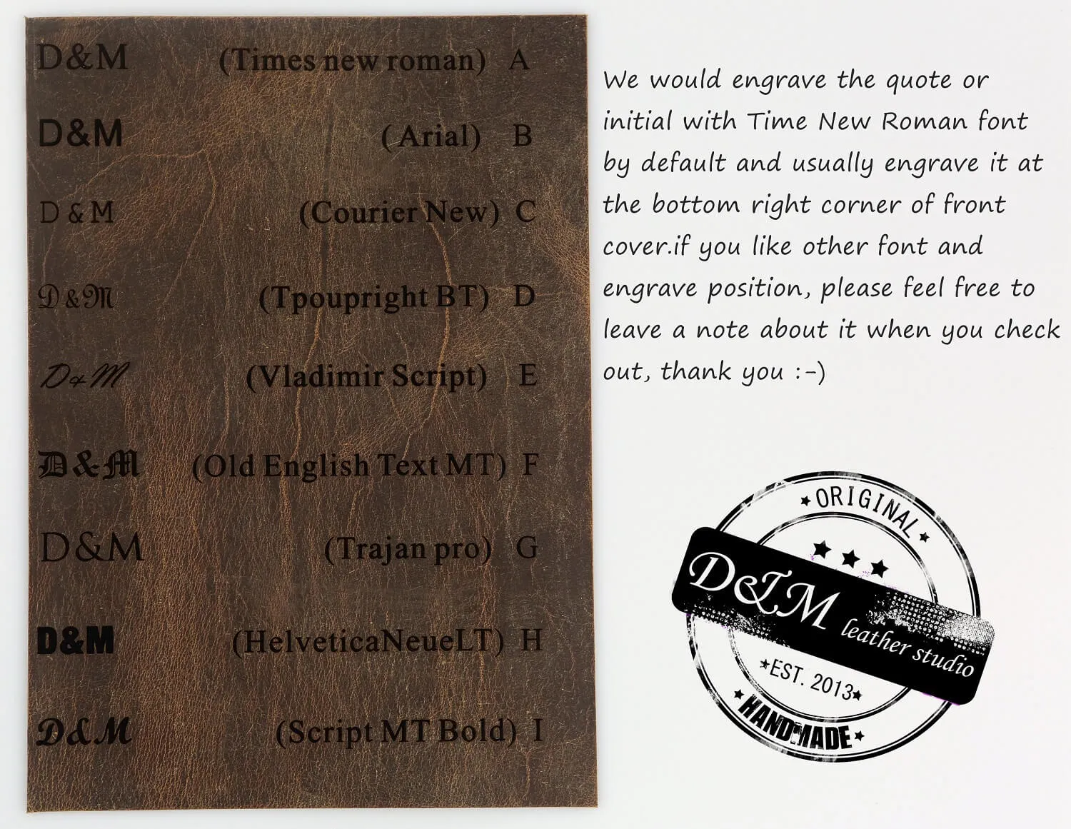 Distressed moleskine leather cover large size