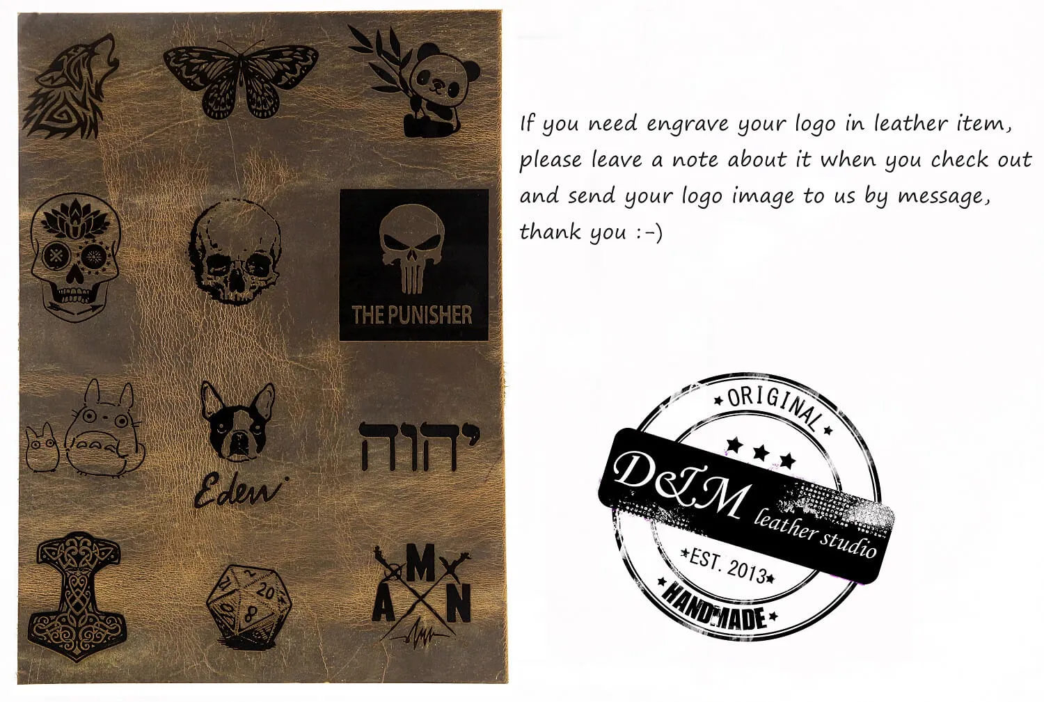 Distressed moleskine leather cover large size
