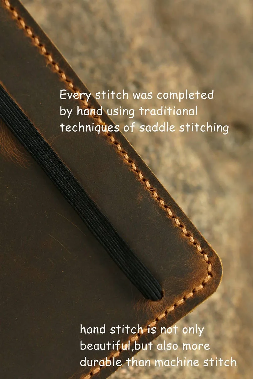 Distressed moleskine leather cover large size