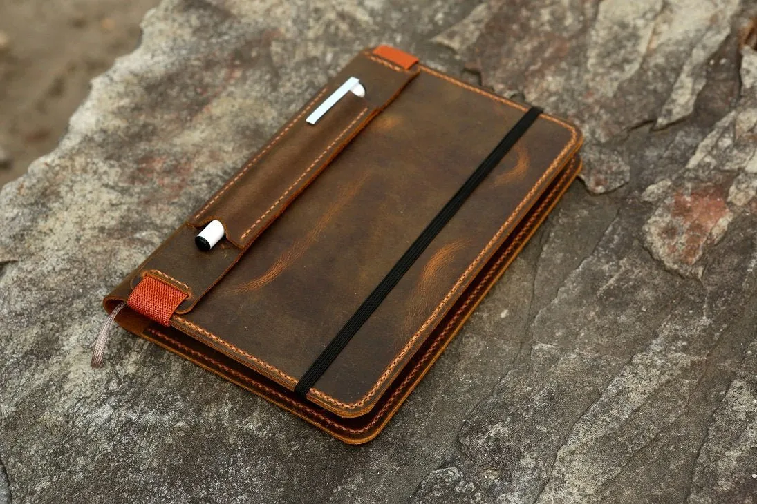 Distressed moleskine leather cover large size